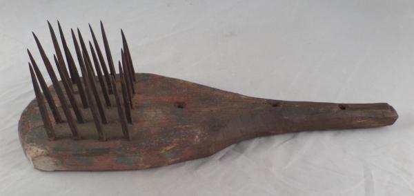 Early Primitive Painted Flax Hatchel Comb